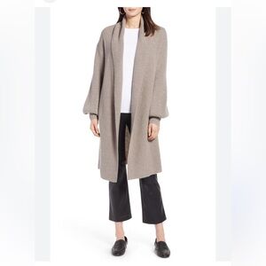 Halogen gray cashmere blousen Long Open Cardigan